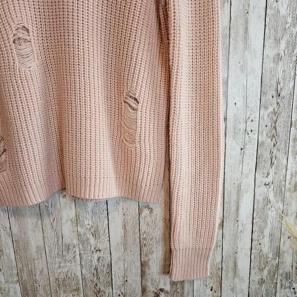 Women's Crave Fame Pink Distressed Sweater Size S - Picture 3 of 9